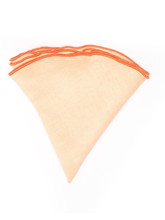Solid Light Orange Linen/Orange Trim Linen Pocket Circle